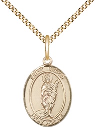 [8223GF/18G] 14kt Gold Filled Saint Victor of Marseilles Pendant on a 18 inch Gold Plate Light Curb chain