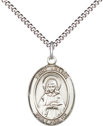 [8226SS/18S] Sterling Silver Saint Lillian Pendant on a 18 inch Light Rhodium Light Curb chain