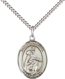[8250SS/18S] Sterling Silver Saint Isabella of Portugal Pendant on a 18 inch Light Rhodium Light Curb chain
