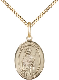 [8255GF/18G] 14kt Gold Filled Saint Grace Pendant on a 18 inch Gold Plate Light Curb chain