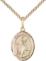 [8256GF/18G] 14kt Gold Filled Saint Austin Pendant on a 18 inch Gold Plate Light Curb chain
