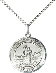 [8053RDSS/18SS] Sterling Silver Saint Joan of Arc Pendant on a 18 inch Sterling Silver Light Curb chain