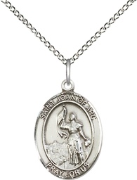[8053SS/18SS] Sterling Silver Saint Joan of Arc Pendant on a 18 inch Sterling Silver Light Curb chain