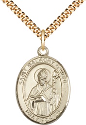 [7316GF/24G] 14kt Gold Filled Saint Malachy O'More Pendant on a 24 inch Gold Plate Heavy Curb chain