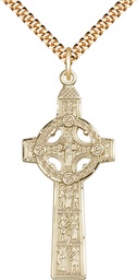 [0255GF/24G] 14kt Gold Filled Scriptures Cross Pendant on a 24 inch Gold Plate Heavy Curb chain