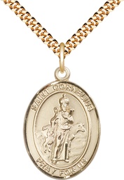 [7325GF/24G] 14kt Gold Filled Saint Cornelius Pendant on a 24 inch Gold Plate Heavy Curb chain