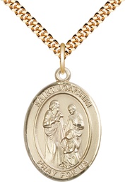 [7348GF/24G] 14kt Gold Filled Saint Joachim Pendant on a 24 inch Gold Plate Heavy Curb chain