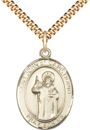 [7350GF/24G] 14kt Gold Filled Saint John of Capistrano Pendant on a 24 inch Gold Plate Heavy Curb chain
