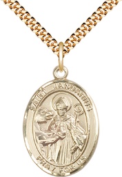 [7351GF/24G] 14kt Gold Filled Saint Januarius Pendant on a 24 inch Gold Plate Heavy Curb chain