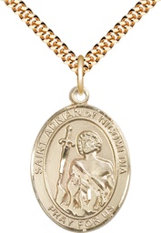 [7353GF/24G] 14kt Gold Filled Saint Adrian of Nicomedia Pendant on a 24 inch Gold Plate Heavy Curb chain