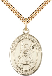 [7365GF/24G] 14kt Gold Filled Saint Frances of Rome Pendant on a 24 inch Gold Plate Heavy Curb chain