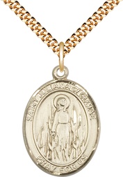 [7372GF/24G] 14kt Gold Filled Saint Juliana Pendant on a 24 inch Gold Plate Heavy Curb chain