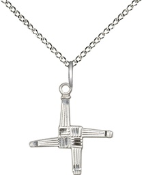 [0290SS/18SS] Sterling Silver Saint Brigid Cross Pendant on a 18 inch Sterling Silver Light Curb chain