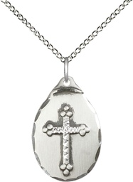 [0599YSS/18SS] Sterling Silver Cross Pendant on a 18 inch Sterling Silver Light Curb chain