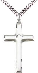 [0644YSS/24S] Sterling Silver Cross Pendant on a 24 inch Light Rhodium Heavy Curb chain