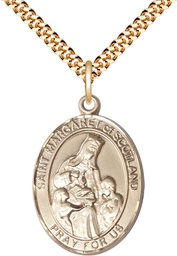 [7407GF/24G] 14kt Gold Filled Saint Margaret of Scotland Pendant on a 24 inch Gold Plate Heavy Curb chain