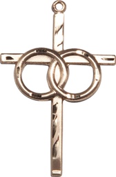 [0671KT] 14kt Gold Wedding Rings Cross Medal