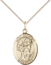 [8009GF/18GF] 14kt Gold Filled Saint Boniface Pendant on a 18 inch Gold Filled Light Curb chain