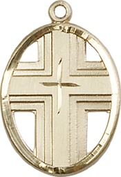 [0877KT] 14kt Gold Cross Medal