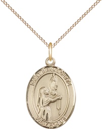 [8017GF/18GF] 14kt Gold Filled Saint Bernadette Pendant on a 18 inch Gold Filled Light Curb chain