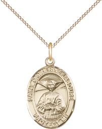 [8021GF/18GF] 14kt Gold Filled Saint Catherine Laboure Pendant on a 18 inch Gold Filled Light Curb chain