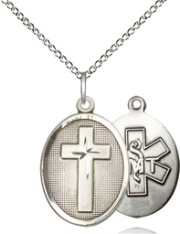 [0883SS10/18SS] Sterling Silver Cross EMT Pendant on a 18 inch Sterling Silver Light Curb chain