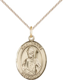 [8025GF/18GF] 14kt Gold Filled Saint Dennis Pendant on a 18 inch Gold Filled Light Curb chain
