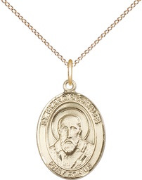 [8035GF/18GF] 14kt Gold Filled Saint Francis de Sales Pendant on a 18 inch Gold Filled Light Curb chain