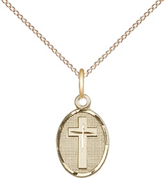 [0983GF/18GF] 14kt Gold Filled Cross Pendant on a 18 inch Gold Filled Light Curb chain