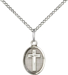 [0983SS/18SS] Sterling Silver Cross Pendant on a 18 inch Sterling Silver Light Curb chain