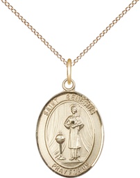 [8038GF/18GF] 14kt Gold Filled Saint Genesius of Rome Pendant on a 18 inch Gold Filled Light Curb chain