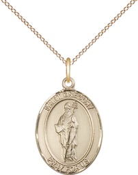 [8048GF/18GF] 14kt Gold Filled Saint Gregory the Great Pendant on a 18 inch Gold Filled Light Curb chain