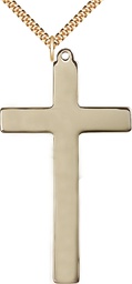 [1426GF/24G] 14kt Gold Filled Choir Cross Pendant on a 24 inch Gold Plate Heavy Curb chain