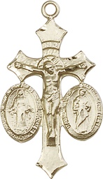 [1485KT] 14kt Gold Jesus, Mary &amp; Joseph Medal