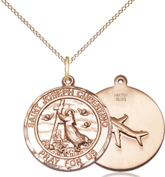 [8057RDGF/18GF] 14kt Gold Filled Saint Joseph of Cupertino Pendant on a 18 inch Gold Filled Light Curb chain