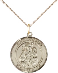 [8058RDGF/18GF] 14kt Gold Filled Saint Joseph Pendant on a 18 inch Gold Filled Light Curb chain
