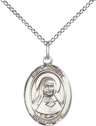 [8064SS/18SS] Sterling Silver Saint Louise de Marillac Pendant on a 18 inch Sterling Silver Light Curb chain