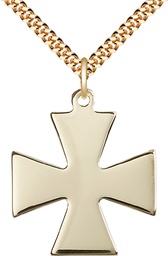 [2043GF/24G] 14kt Gold Filled Surfer Cross Pendant on a 24 inch Gold Plate Heavy Curb chain