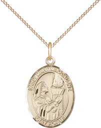 [8071GF/18GF] 14kt Gold Filled Saint Mary Magdalene Pendant on a 18 inch Gold Filled Light Curb chain