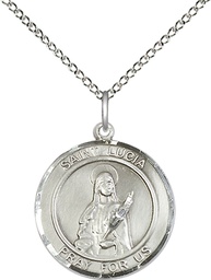 [8065RDSS/18SS] Sterling Silver Saint Lucia of Syracuse Pendant on a 18 inch Sterling Silver Light Curb chain