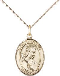 [8077GF/18GF] 14kt Gold Filled Saint Philomena Pendant on a 18 inch Gold Filled Light Curb chain
