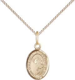 [9237GF/18GF] 14kt Gold Filled Footprints Cross Pendant on a 18 inch Gold Filled Light Curb chain