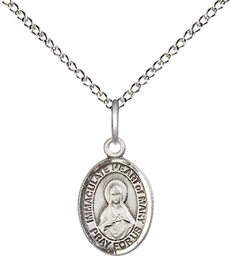 [9337SS/18SS] Sterling Silver Immaculate Heart of Mary Pendant on a 18 inch Sterling Silver Light Curb chain