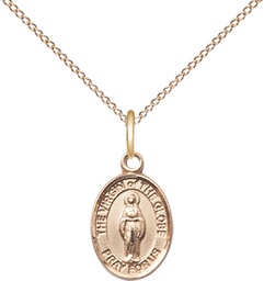 [9345GF/18GF] 14kt Gold Filled Virgin of the Globe Pendant on a 18 inch Gold Filled Light Curb chain