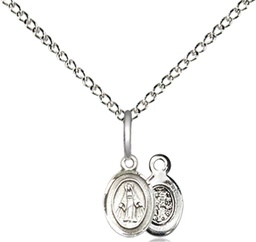 [0205PLSS/18SS] Sterling Silver Miraculous Pendant on a 18 inch Sterling Silver Light Curb chain