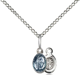 [0205SS/18SS] Sterling Silver Miraculous Pendant on a 18 inch Sterling Silver Light Curb chain