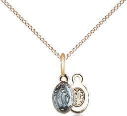 Gold Plate Sterling Silver Miraculous Pendant on a 18 inch Gold Filled Light Curb chain