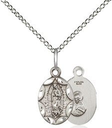 [0301FSS/18SS] Sterling Silver Our Lady of Guadalupe Pendant on a 18 inch Sterling Silver Light Curb chain