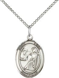 [8068SS/18SS] Sterling Silver Saint Luke the Apostle Pendant on a 18 inch Sterling Silver Light Curb chain