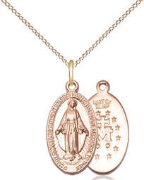 [0609GF/18GF] 14kt Gold Filled Miraculous Pendant on a 18 inch Gold Filled Light Curb chain